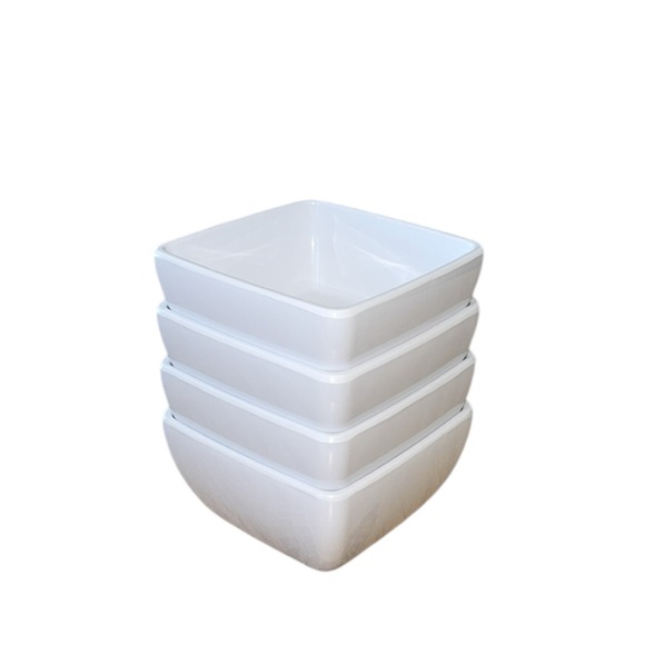 Set of 4 Q Squared NYC Diamond White‎ Melamine 5" Sq Cereal Bowls - Picture 1 of 7